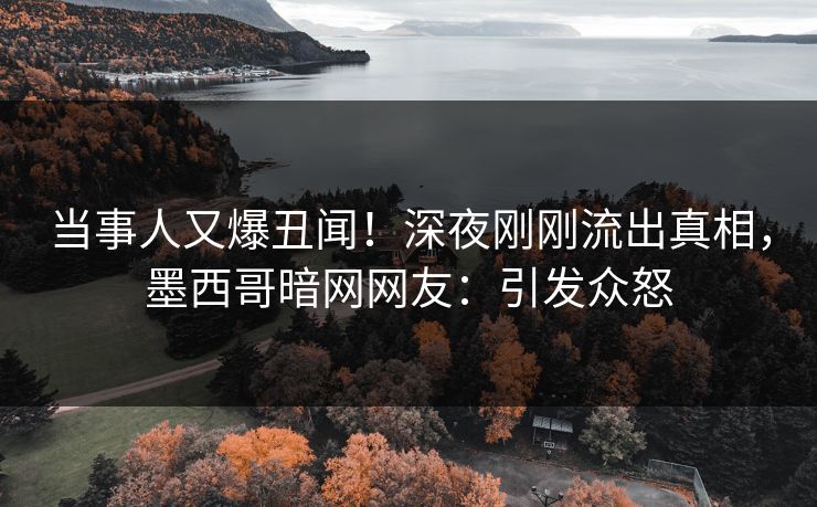 当事人又爆丑闻！深夜刚刚流出真相，墨西哥暗网网友：引发众怒