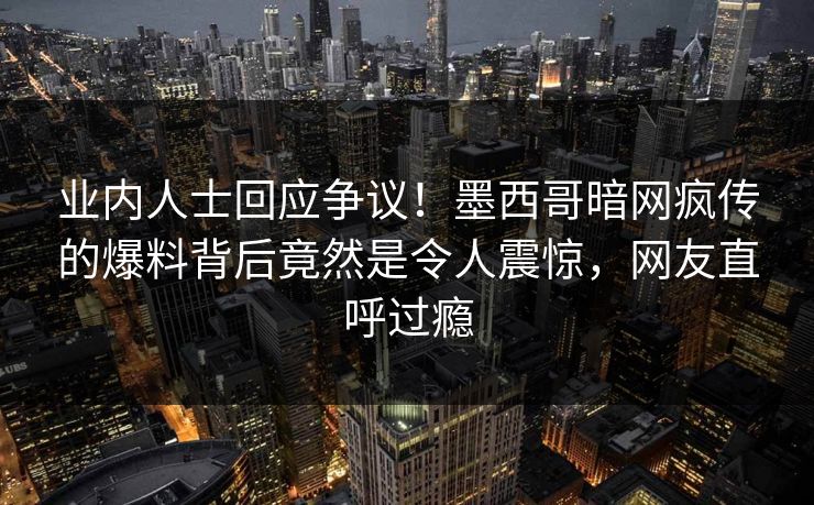 业内人士回应争议！墨西哥暗网疯传的爆料背后竟然是令人震惊，网友直呼过瘾