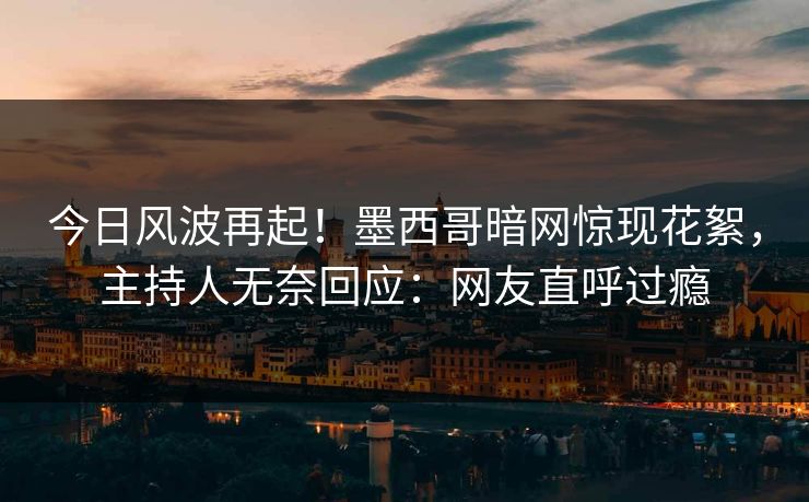 今日风波再起！墨西哥暗网惊现花絮，主持人无奈回应：网友直呼过瘾