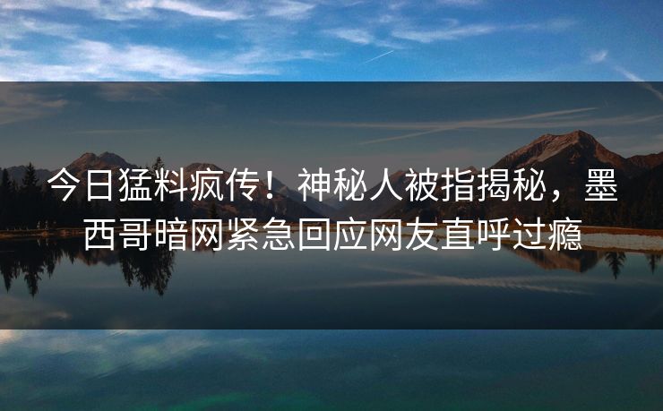 今日猛料疯传！神秘人被指揭秘，墨西哥暗网紧急回应网友直呼过瘾