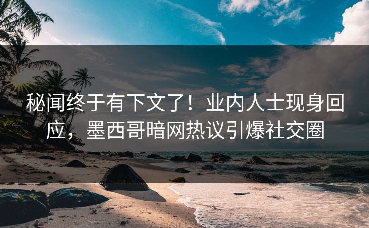 秘闻终于有下文了！业内人士现身回应，墨西哥暗网热议引爆社交圈