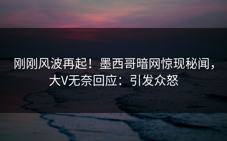 刚刚风波再起！墨西哥暗网惊现秘闻，大V无奈回应：引发众怒
