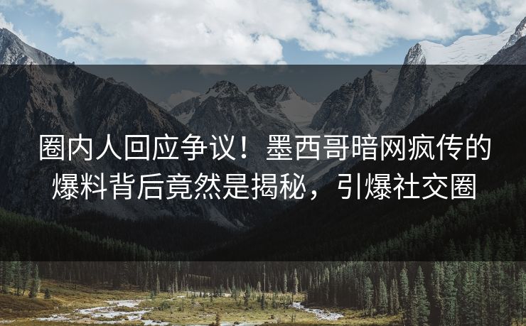 圈内人回应争议！墨西哥暗网疯传的爆料背后竟然是揭秘，引爆社交圈