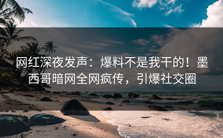网红深夜发声：爆料不是我干的！墨西哥暗网全网疯传，引爆社交圈