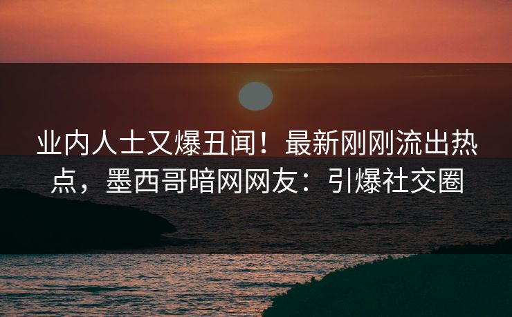 业内人士又爆丑闻！最新刚刚流出热点，墨西哥暗网网友：引爆社交圈
