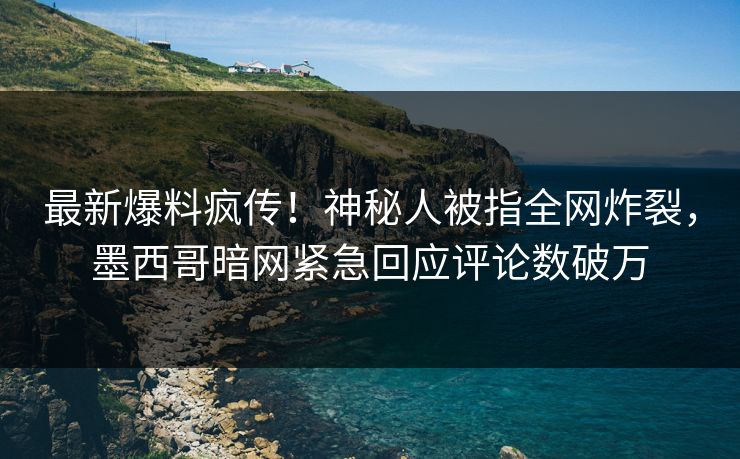 最新爆料疯传！神秘人被指全网炸裂，墨西哥暗网紧急回应评论数破万