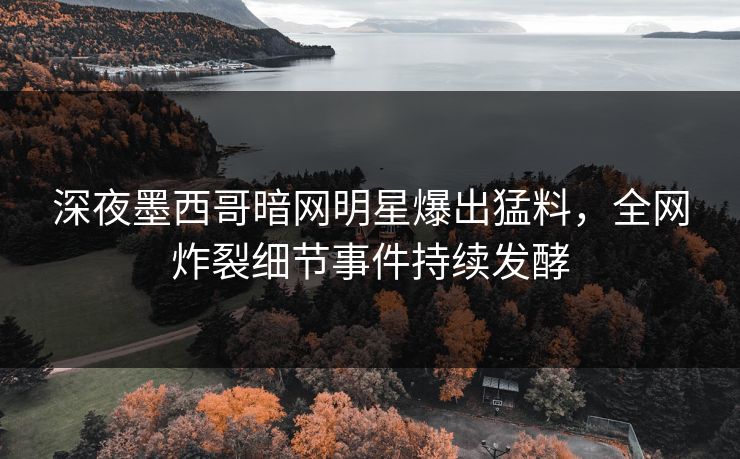 深夜墨西哥暗网明星爆出猛料，全网炸裂细节事件持续发酵