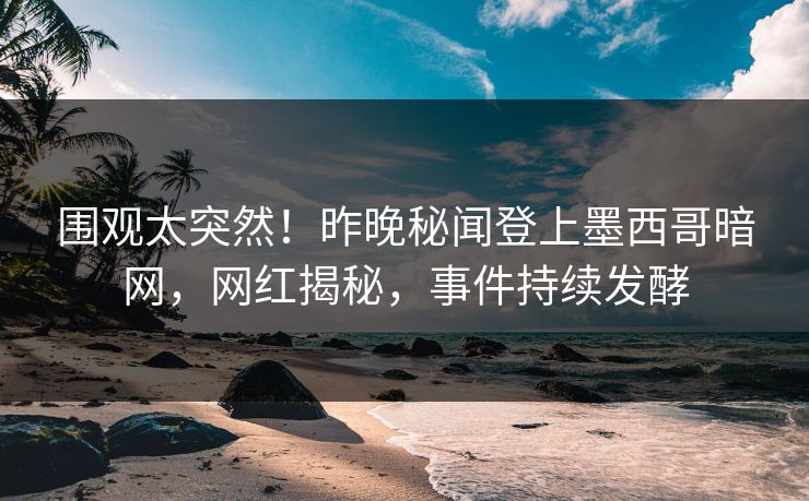 围观太突然！昨晚秘闻登上墨西哥暗网，网红揭秘，事件持续发酵