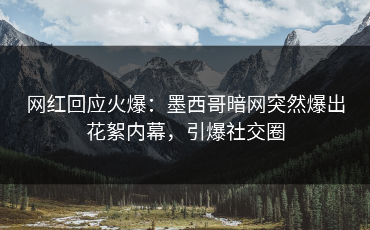 网红回应火爆：墨西哥暗网突然爆出花絮内幕，引爆社交圈