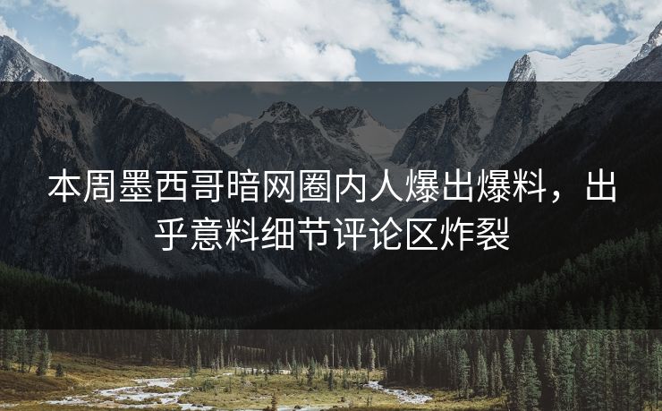 本周墨西哥暗网圈内人爆出爆料，出乎意料细节评论区炸裂