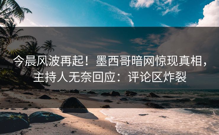 今晨风波再起！墨西哥暗网惊现真相，主持人无奈回应：评论区炸裂