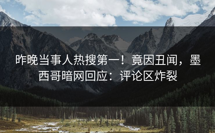 昨晚当事人热搜第一！竟因丑闻，墨西哥暗网回应：评论区炸裂