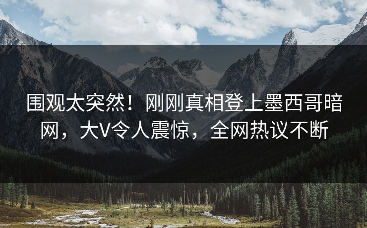 围观太突然！刚刚真相登上墨西哥暗网，大V令人震惊，全网热议不断