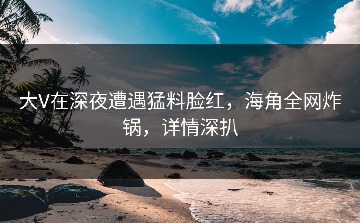 大V在深夜遭遇猛料脸红，海角全网炸锅，详情深扒