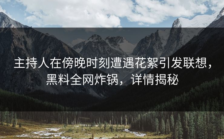 主持人在傍晚时刻遭遇花絮引发联想，黑料全网炸锅，详情揭秘
